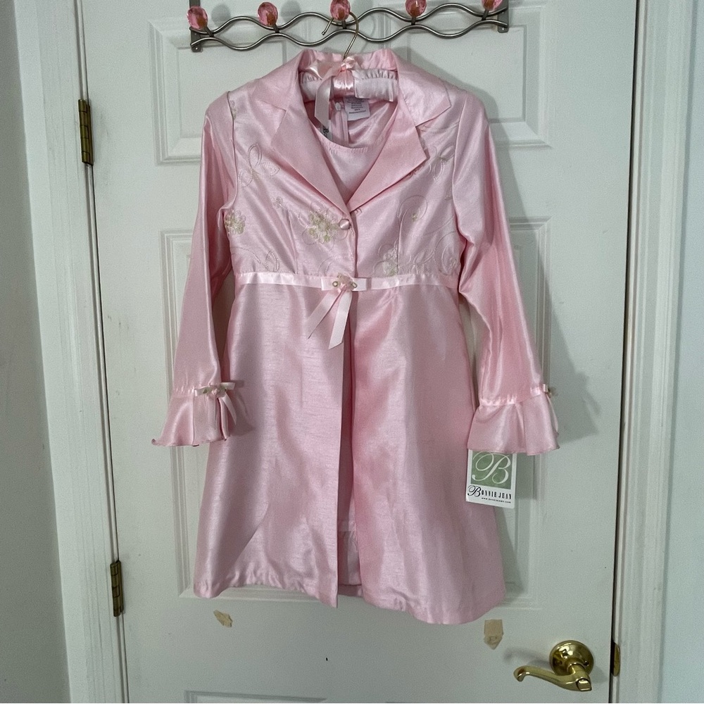 Bonnie Jean Rosê Satin Blazer and Dress Floral Accent So Darling!🌸